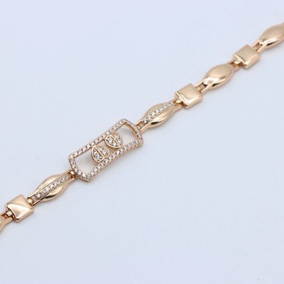 "Elegant Rose Gold Bracelet with Double Drop Stone Accent, XPBL0919 - Picture 3 of 12
